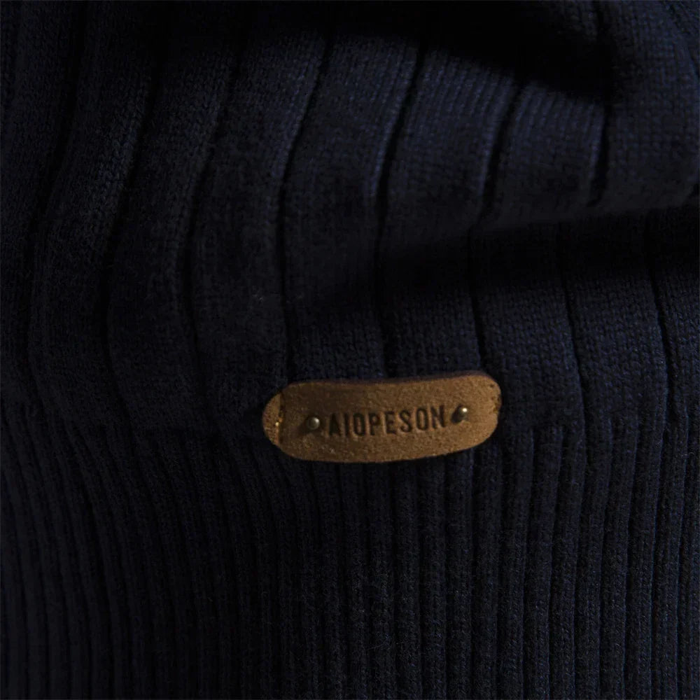 Pull zippé à col montant côtelé pour l'automne homme – Yport