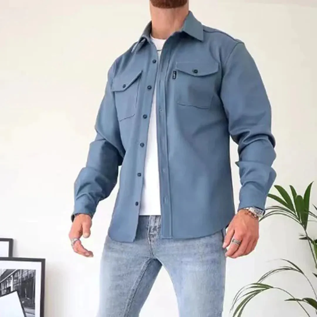 Veste chemise boutonnée à poches poitrine coupe soignée homme – Glénan