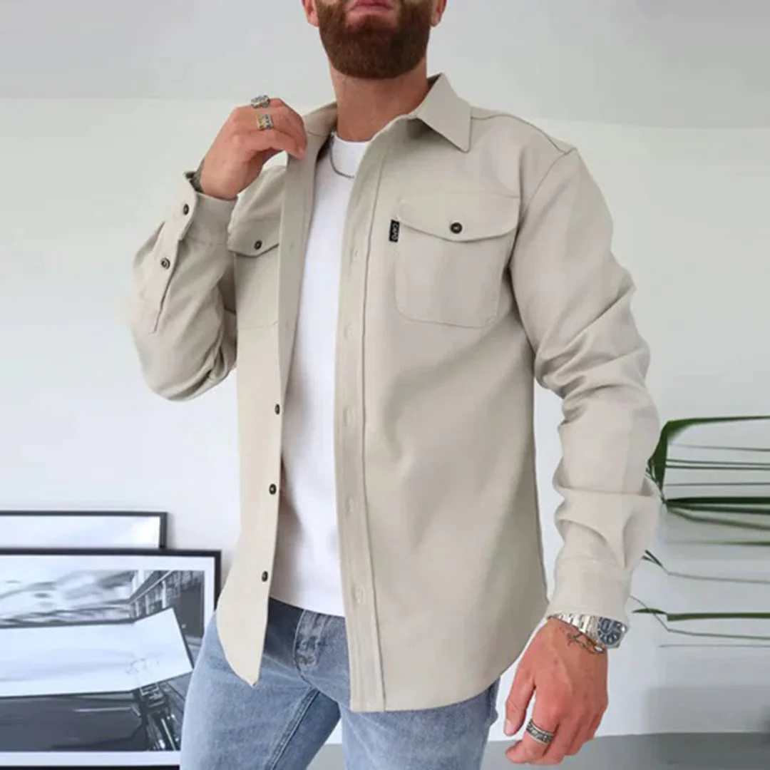 Veste chemise boutonnée à poches poitrine coupe soignée homme – Glénan