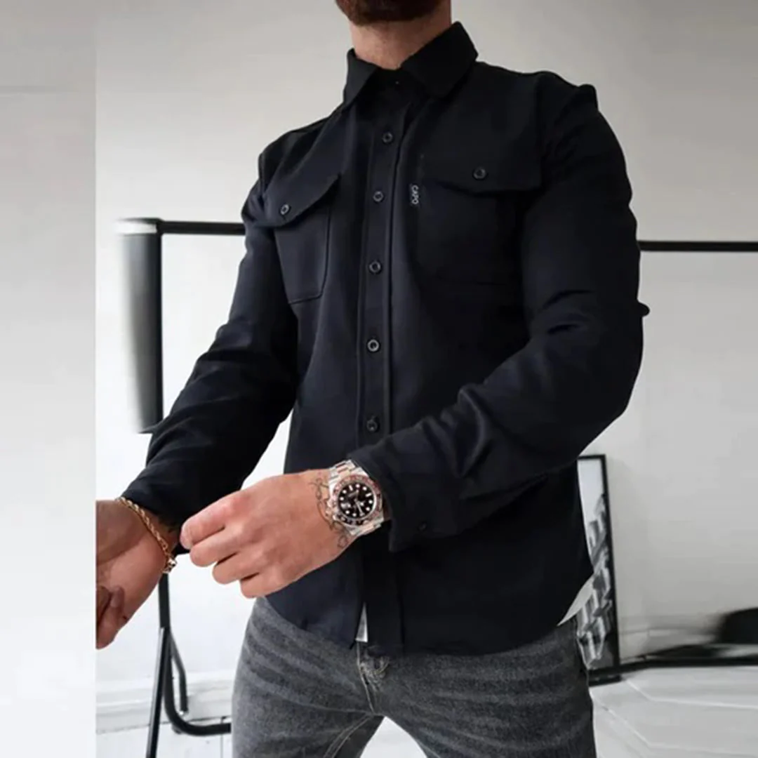 Veste chemise boutonnée à poches poitrine coupe soignée homme – Glénan