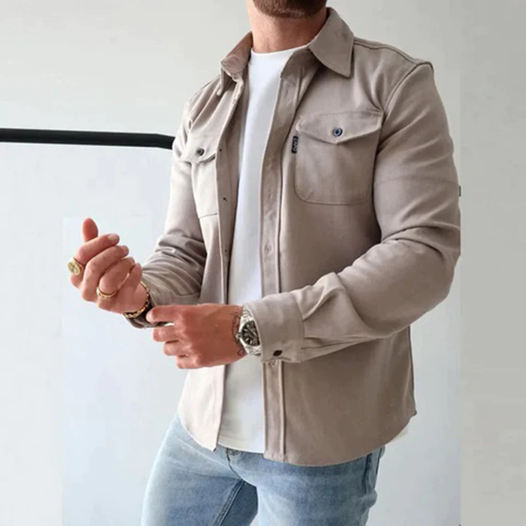 Veste chemise boutonnée à poches poitrine coupe soignée homme – Glénan
