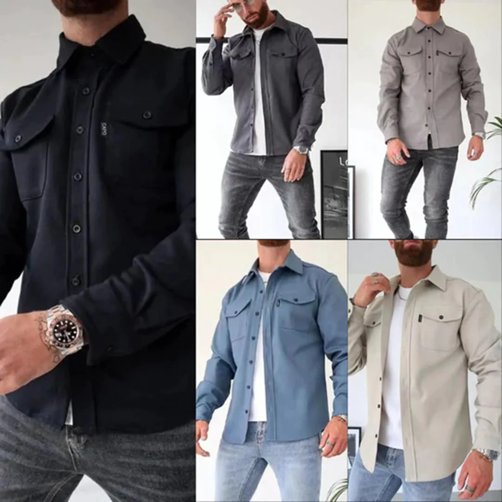 Veste chemise boutonnée à poches poitrine coupe soignée homme – Glénan