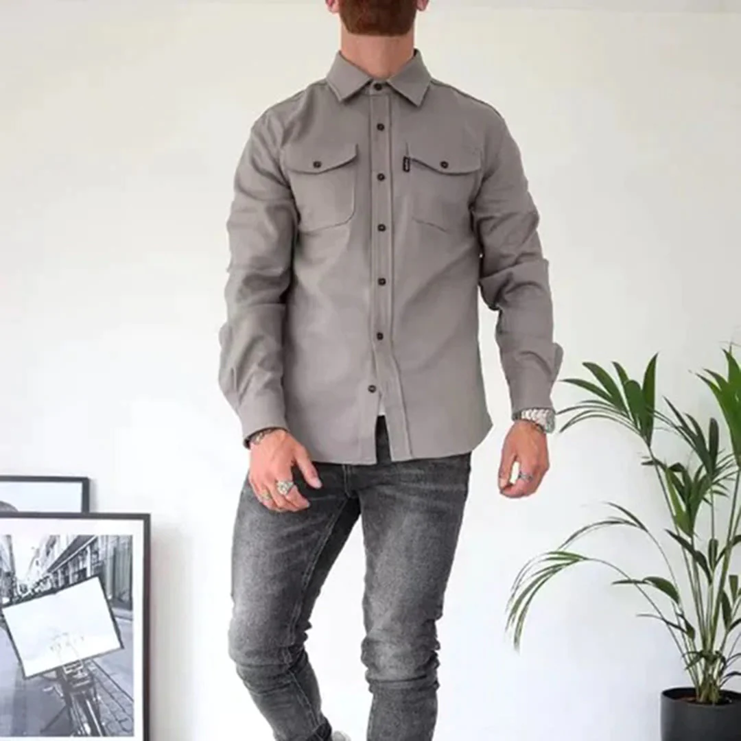 Veste chemise boutonnée à poches poitrine coupe soignée homme – Glénan