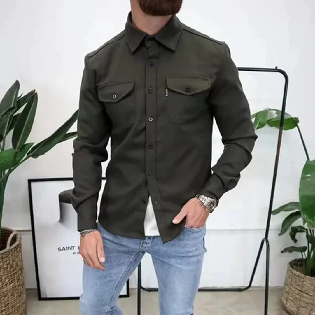 Veste chemise boutonnée à poches poitrine coupe soignée homme – Glénan
