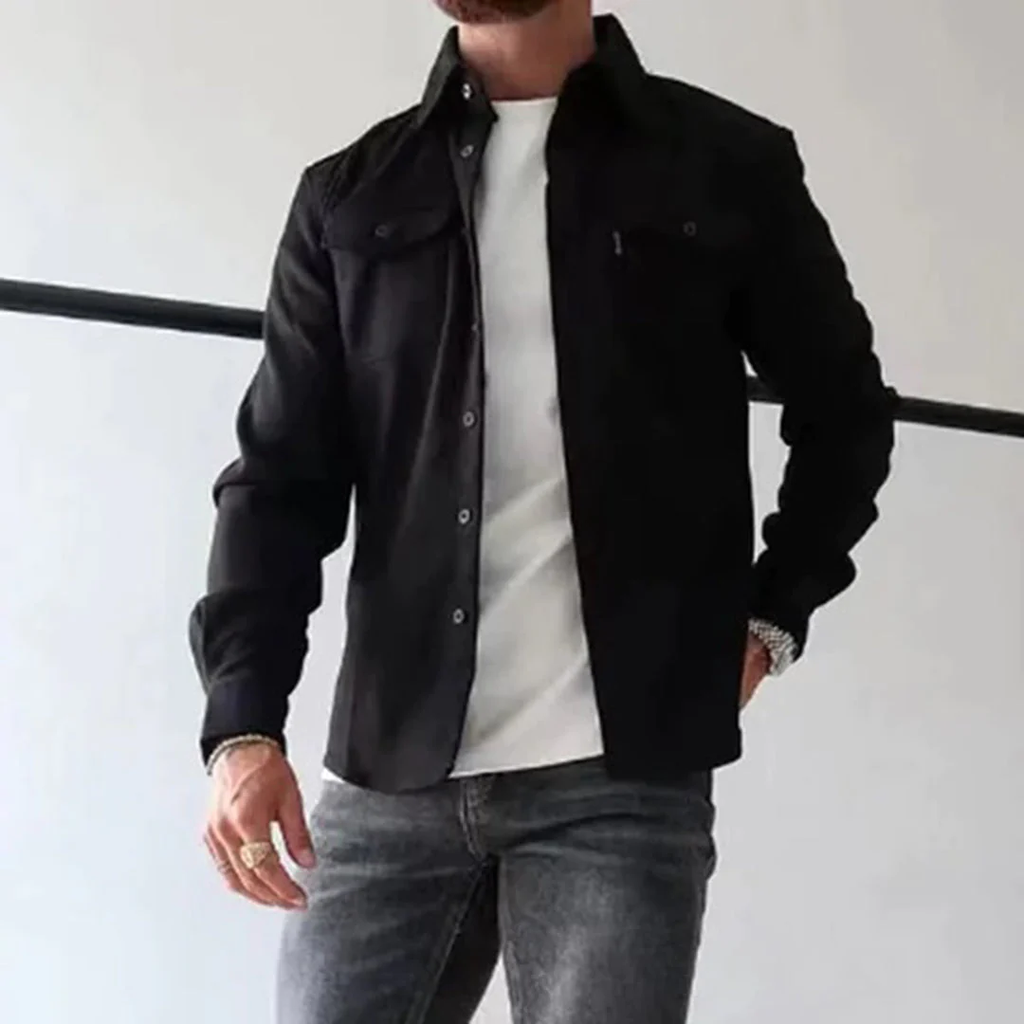 Veste chemise boutonnée à poches poitrine coupe soignée homme – Glénan