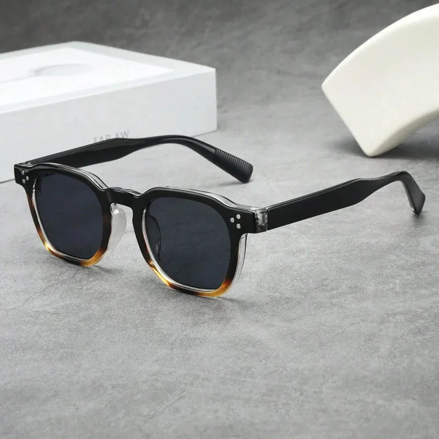 Lunettes de soleil rondes monture effet écaille branches épaisses homme – Podensac