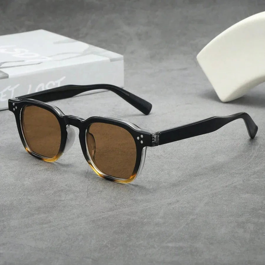 Lunettes de soleil rondes monture effet écaille branches épaisses homme – Podensac