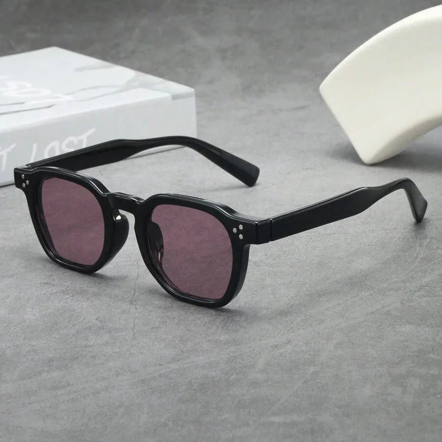 Lunettes de soleil rondes monture effet écaille branches épaisses homme – Podensac