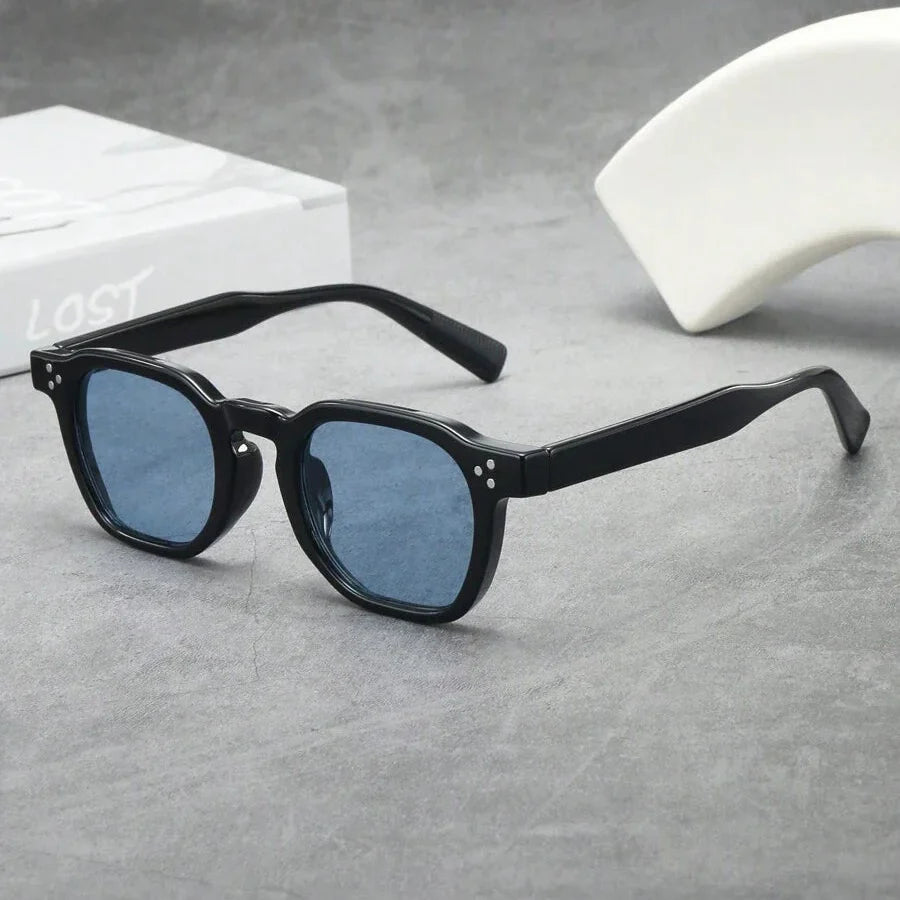 Lunettes de soleil rondes monture effet écaille branches épaisses homme – Podensac