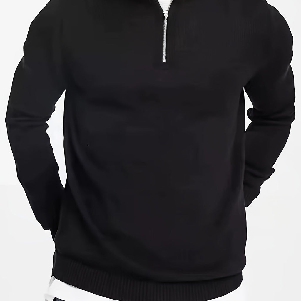 Pull à col montant zippé coupe ajustée élégant au quotidien homme – Rions
