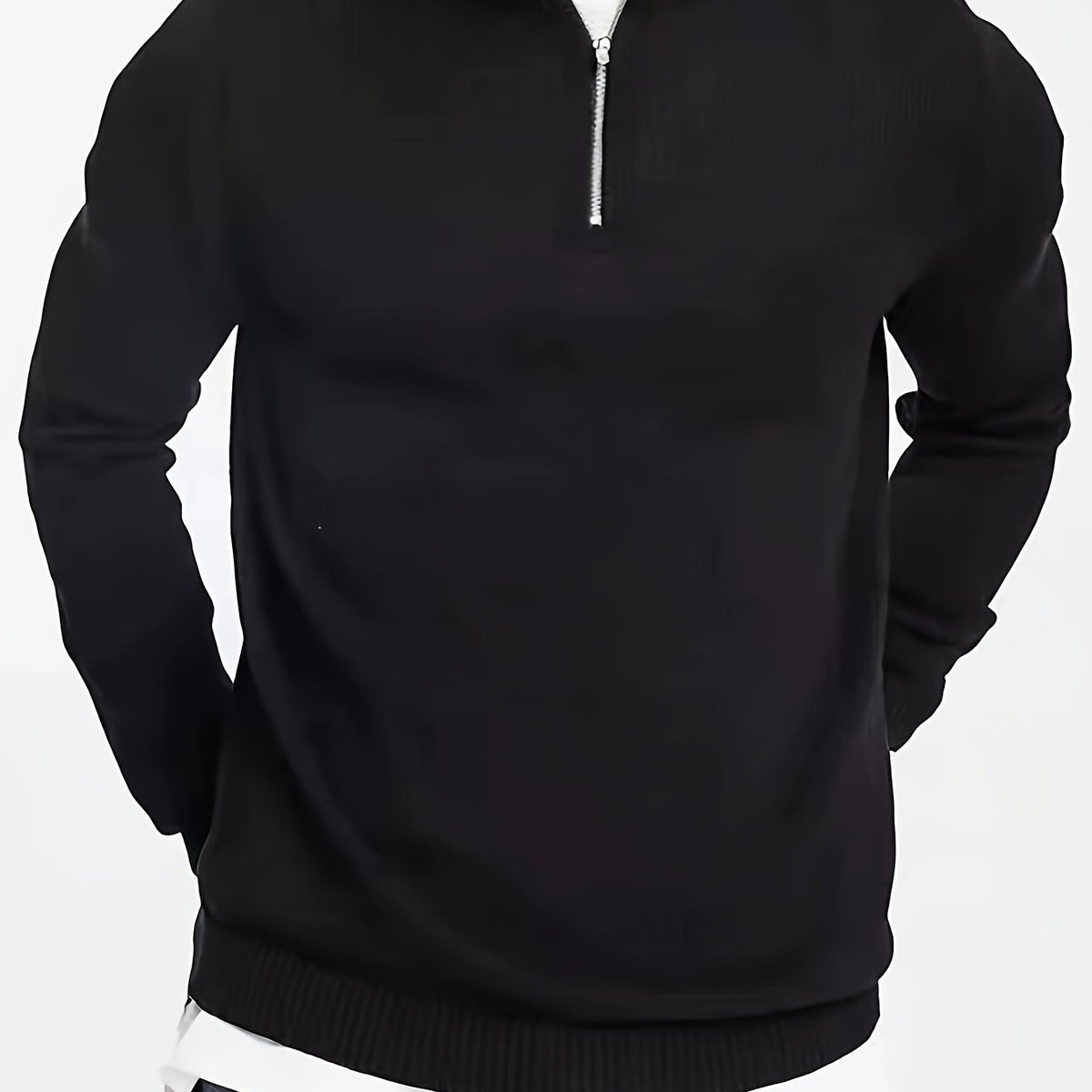 Pull à col montant zippé coupe ajustée élégant au quotidien homme – Rions