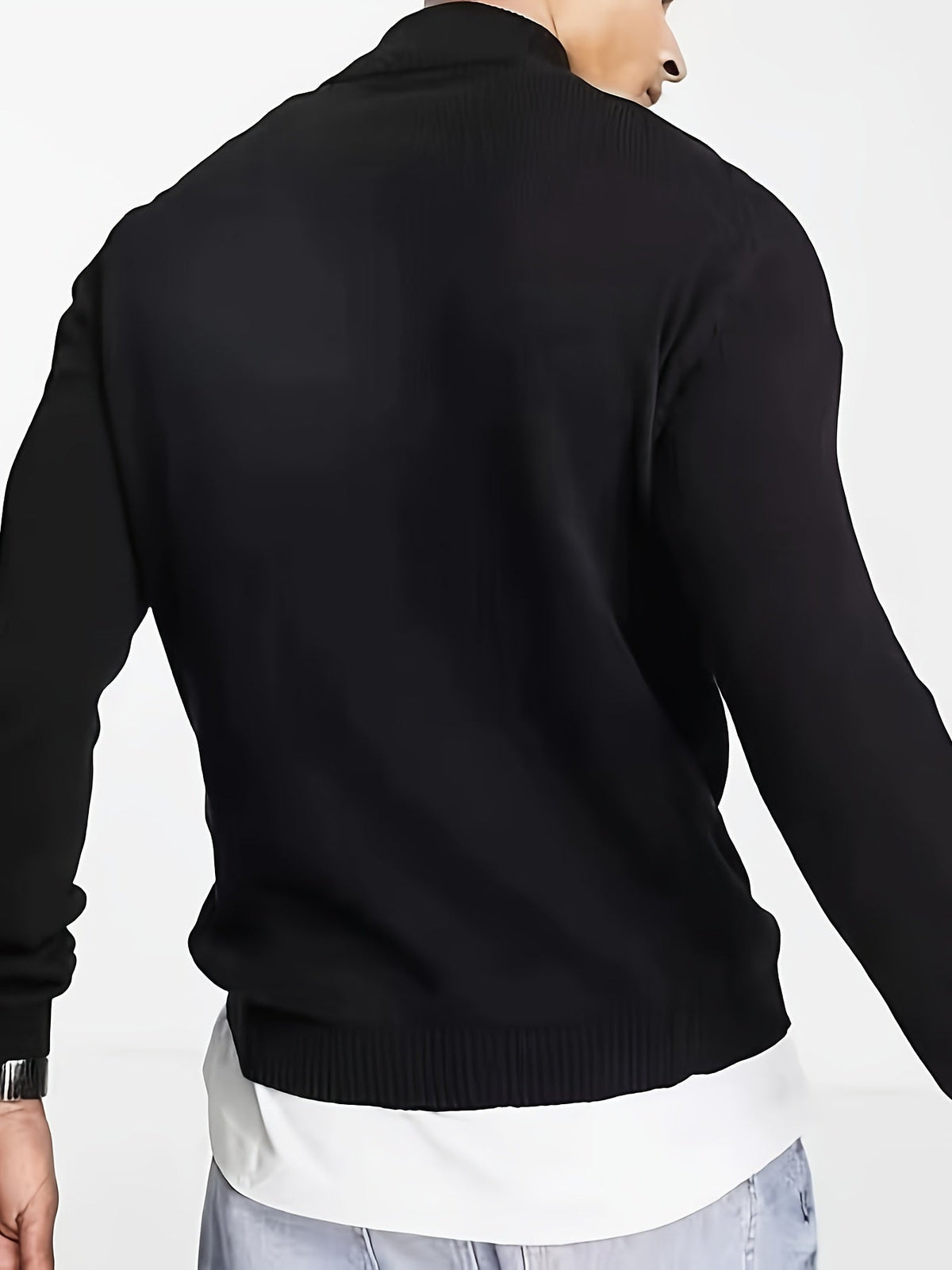 Pull à col montant zippé coupe ajustée élégant au quotidien homme – Rions