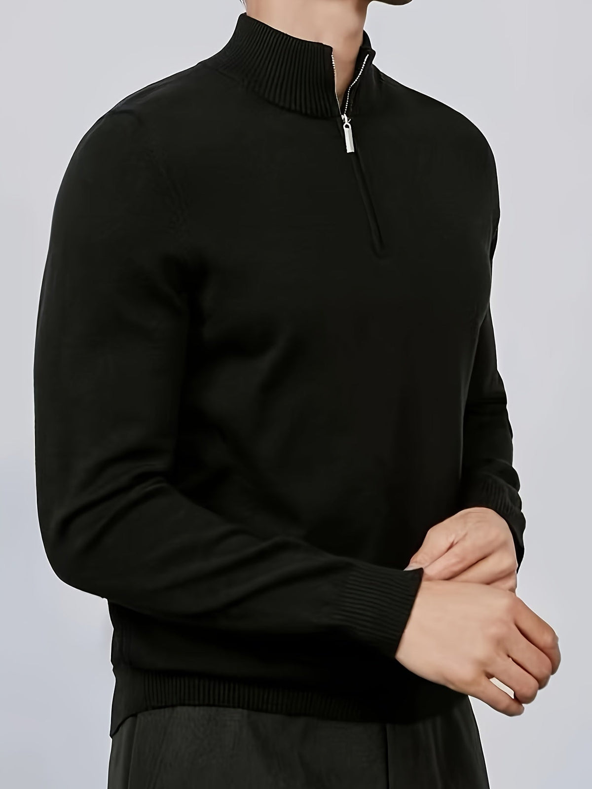Pull à col montant zippé coupe ajustée élégant au quotidien homme – Rions
