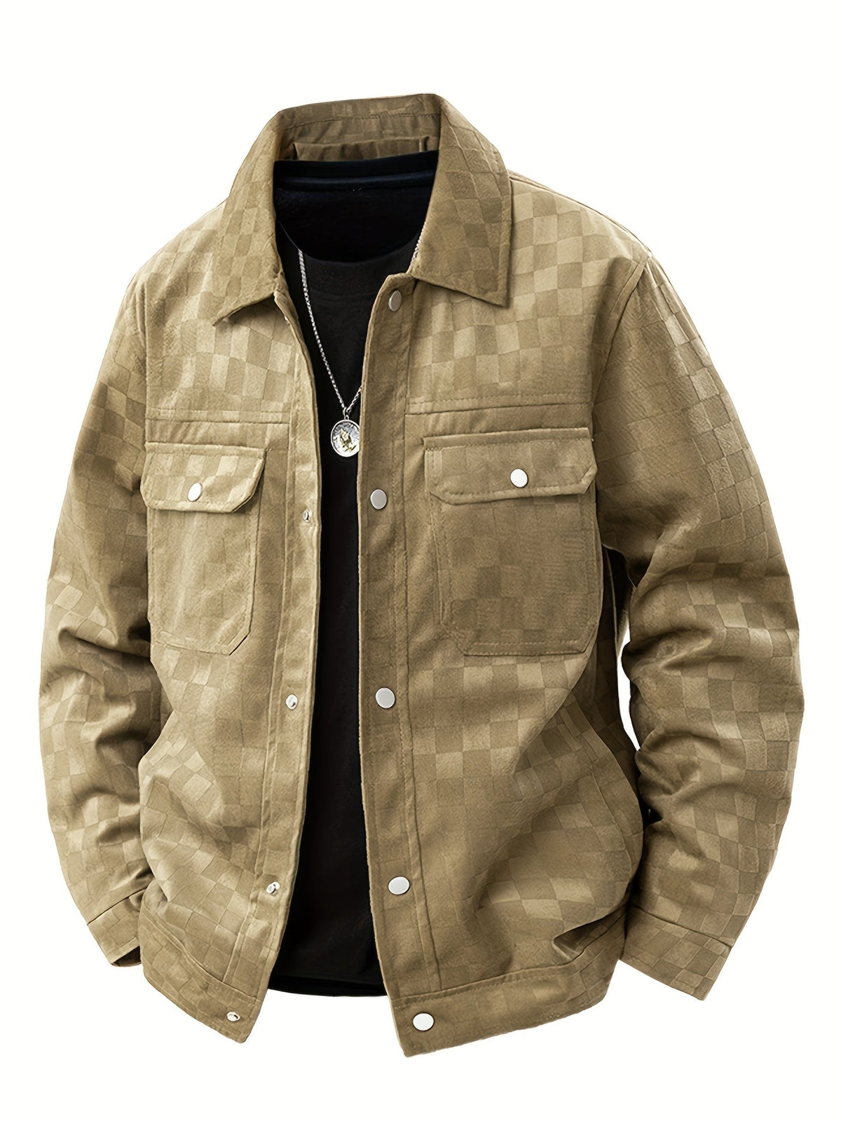 Veste aspect daim à motif damier