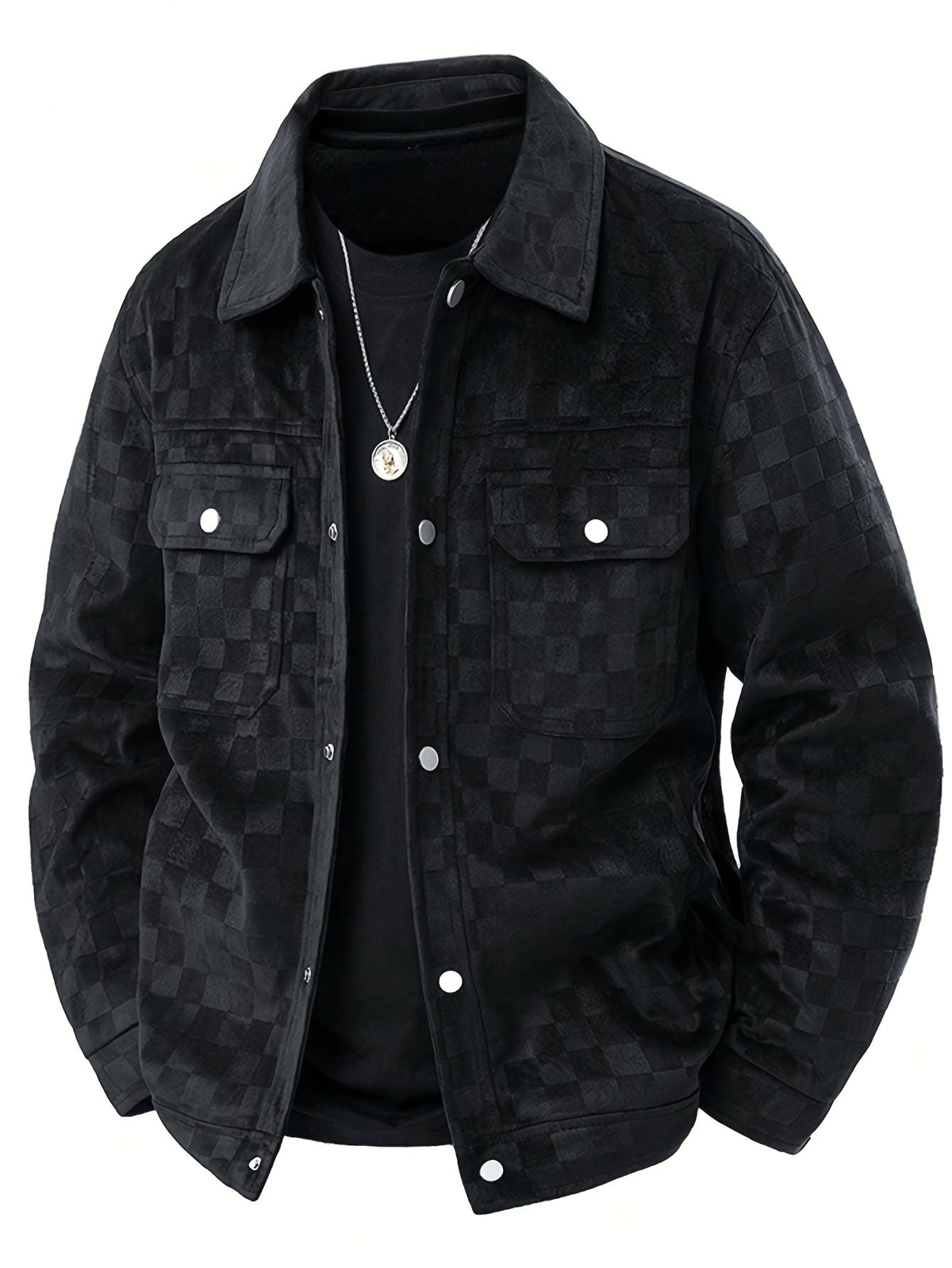 Veste aspect daim à motif damier