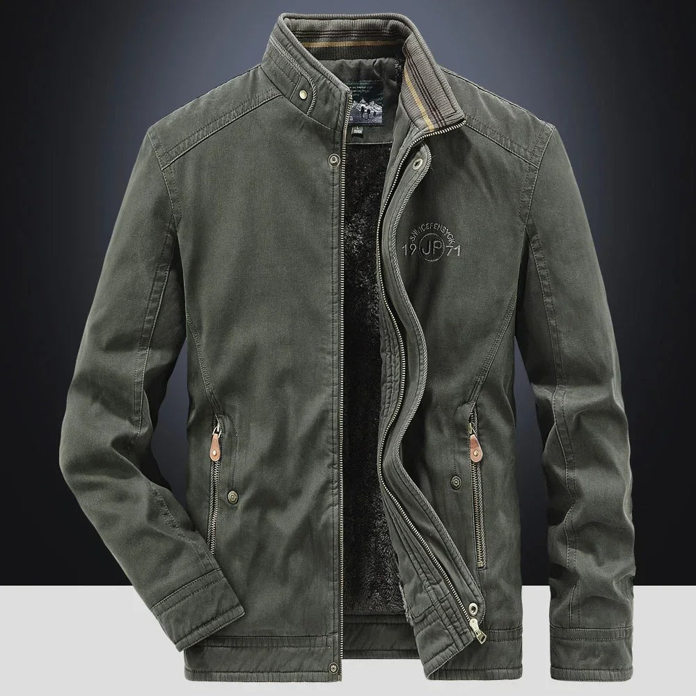 Blouson col montant doublé peluche kaki