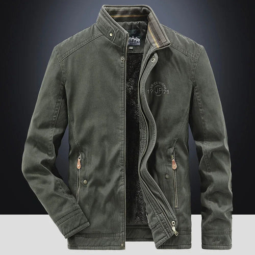 Blouson col montant doublé peluche kaki