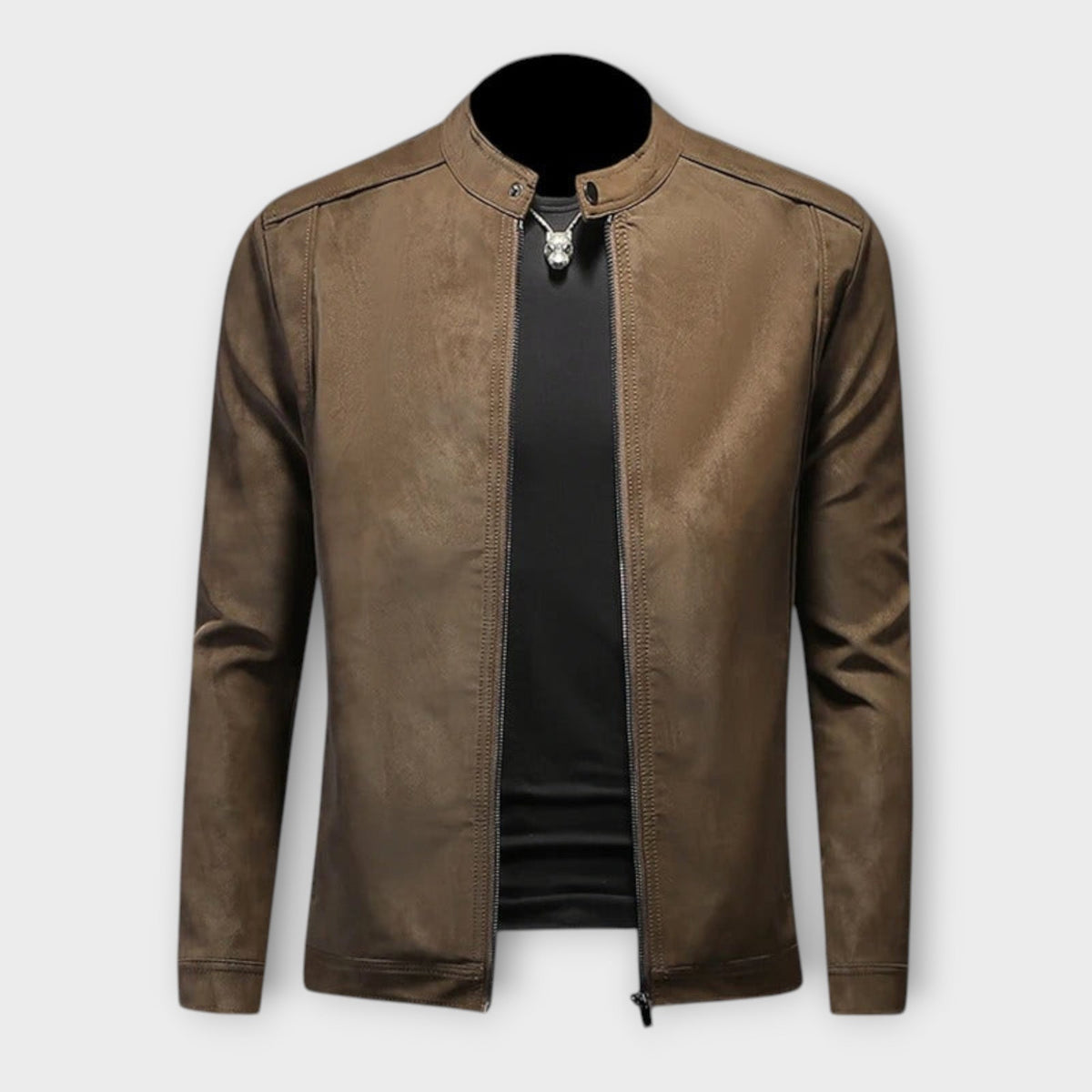 Veste effet cuir lisse coupe nette