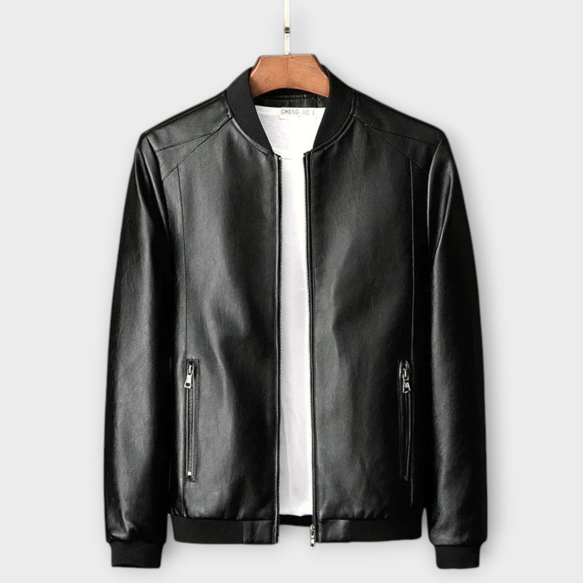 Veste motard effet cuir lisse