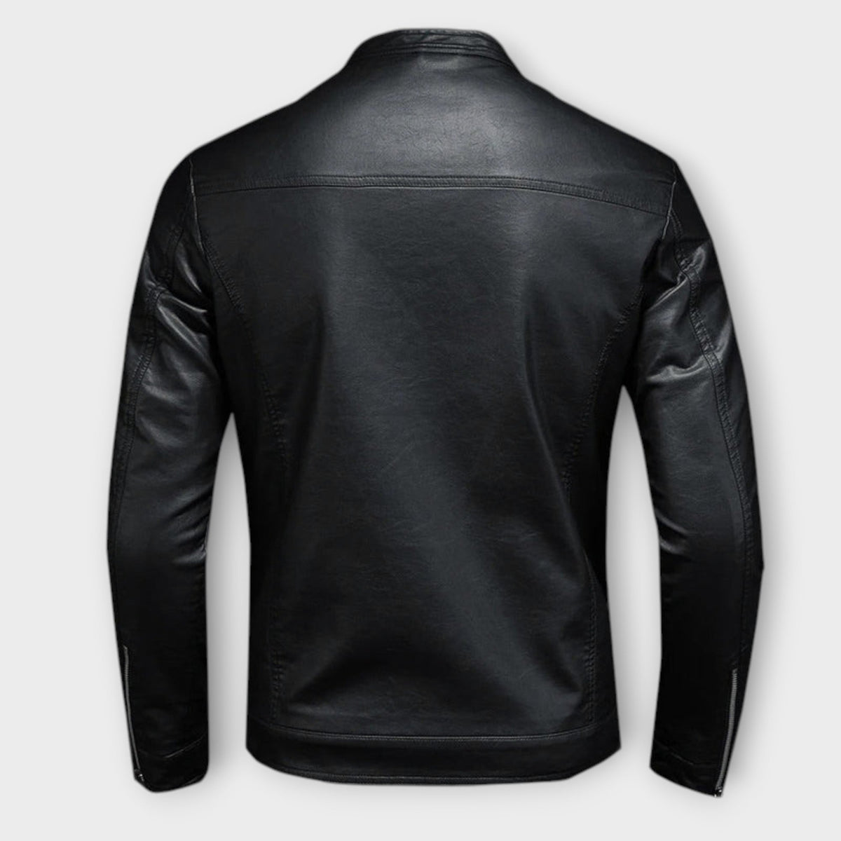 Veste noire effet cuir col officier zippée