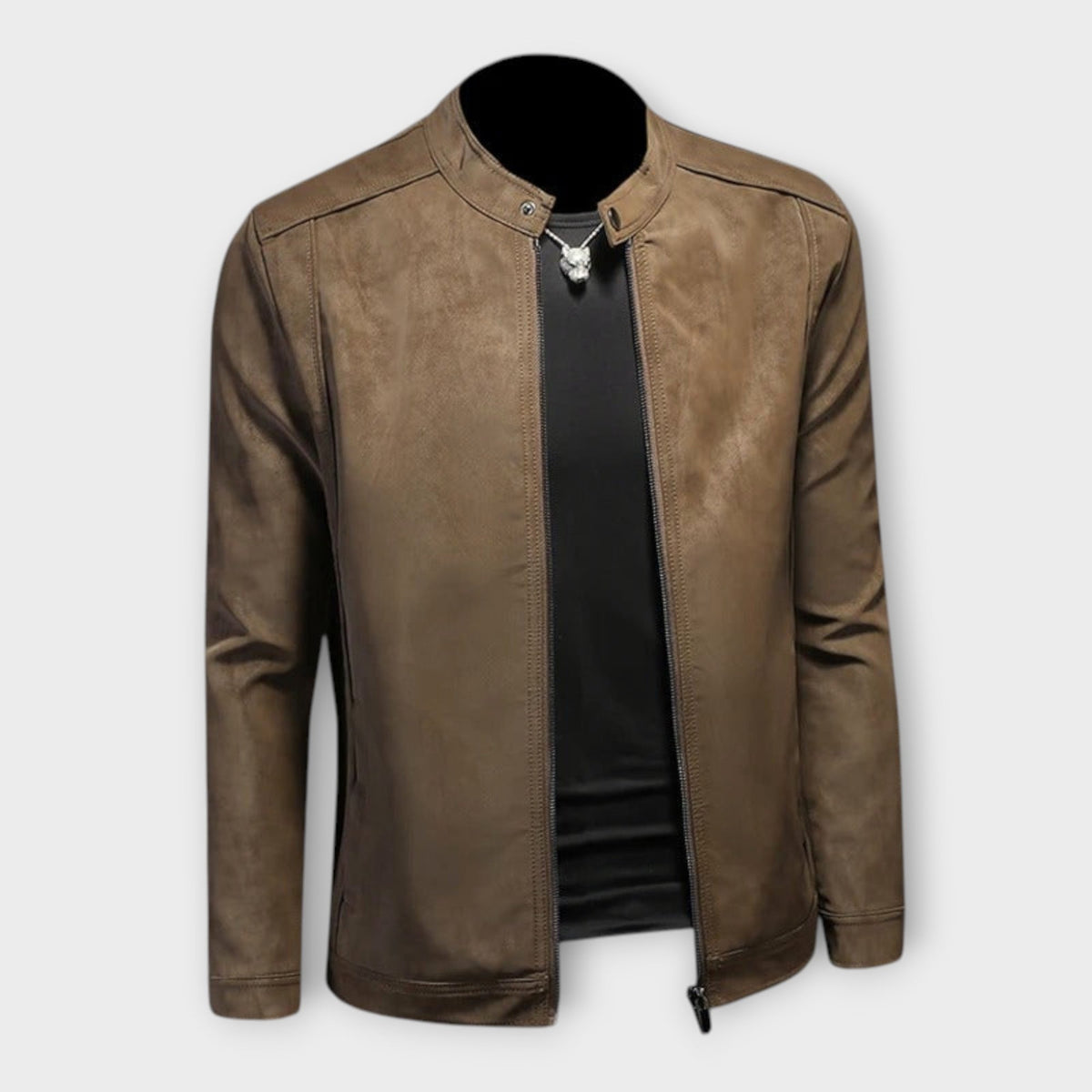 Veste effet cuir lisse coupe nette