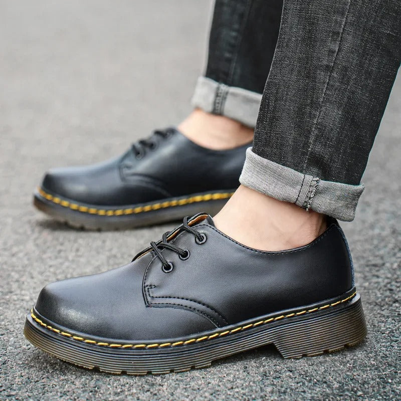 Derbies aspect cuir à surpiqûres contrastées