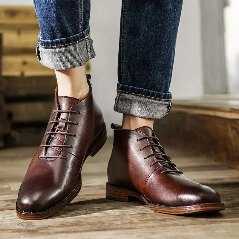 Bottines effet cuir souple à talon