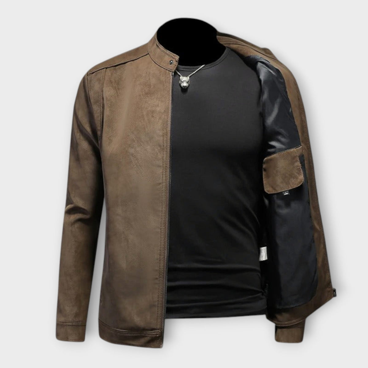 Veste effet cuir lisse coupe nette
