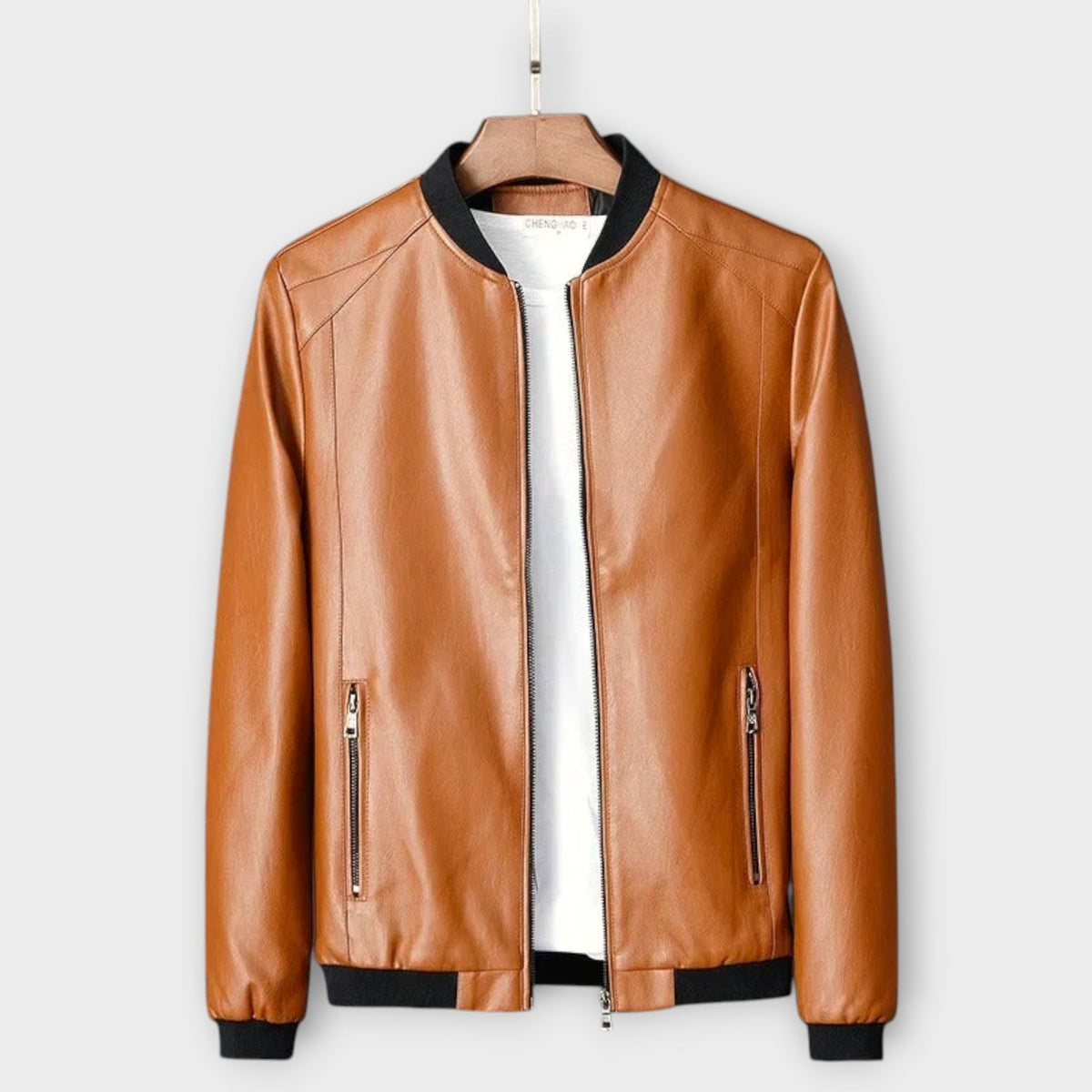 Veste motard effet cuir lisse