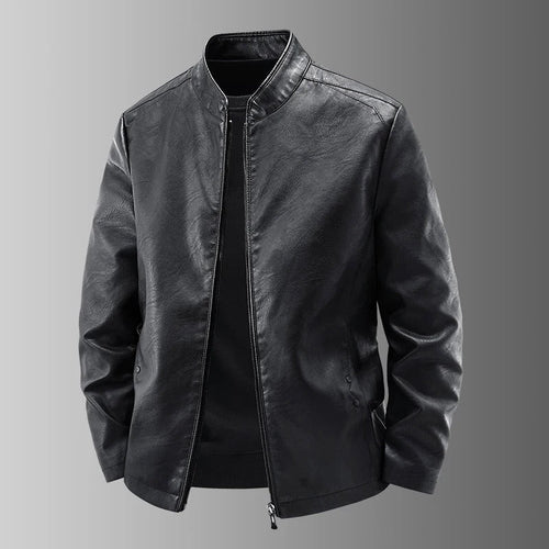 Blouson effet cuir col montant zippé