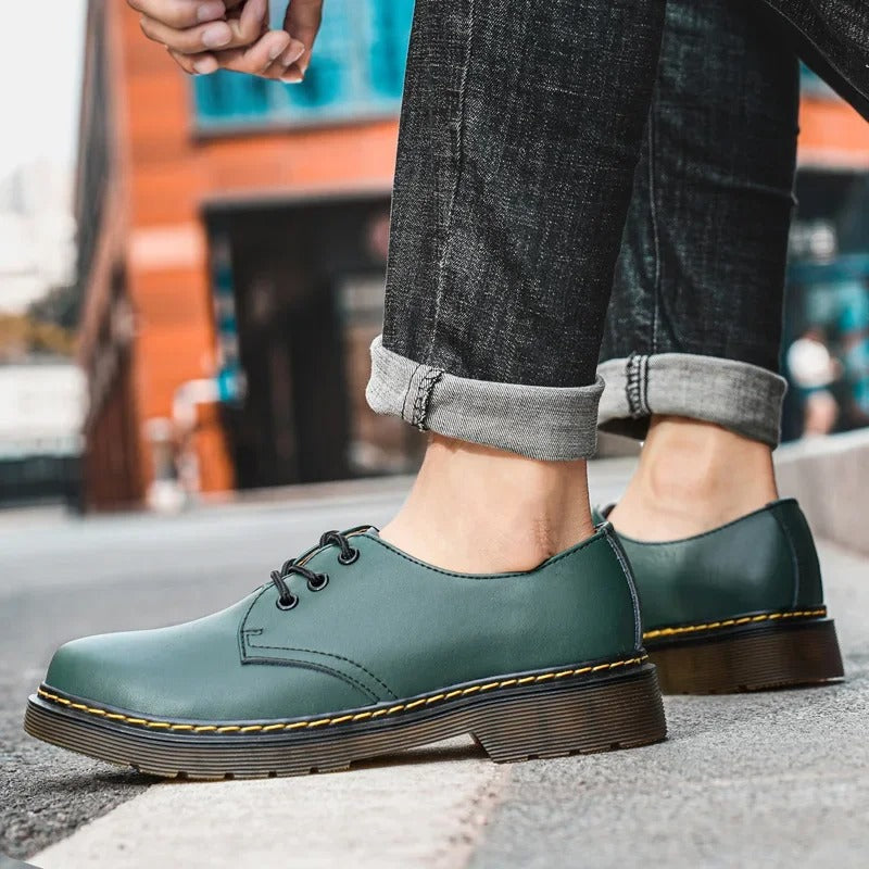 Derbies aspect cuir à surpiqûres contrastées