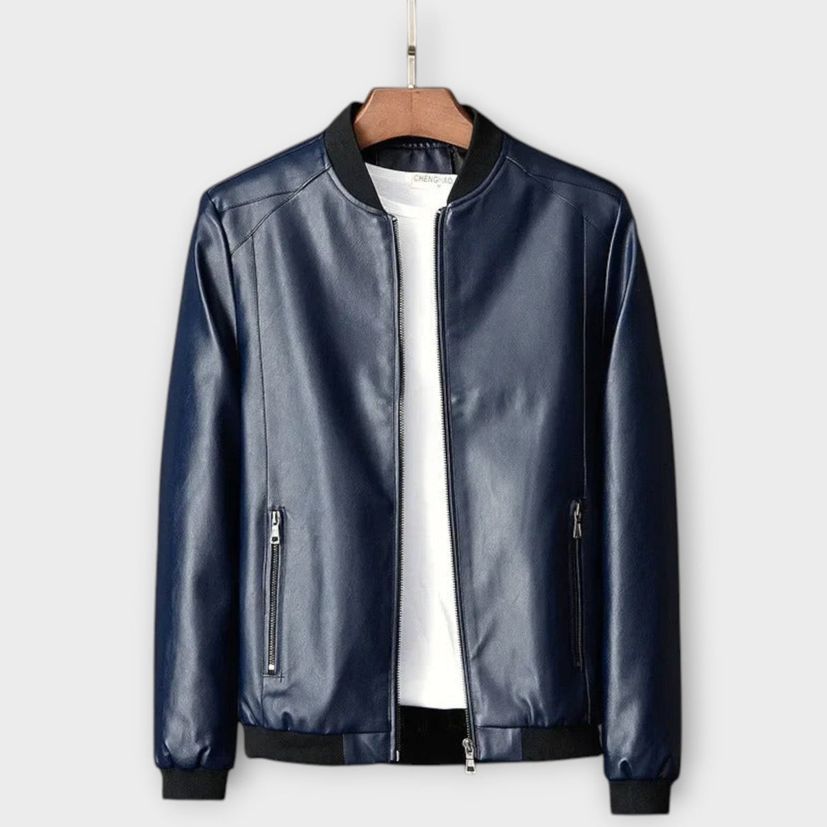 Veste motard effet cuir lisse