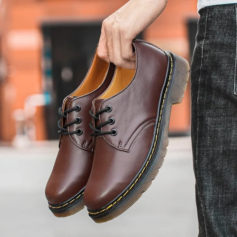 Derbies aspect cuir à surpiqûres contrastées