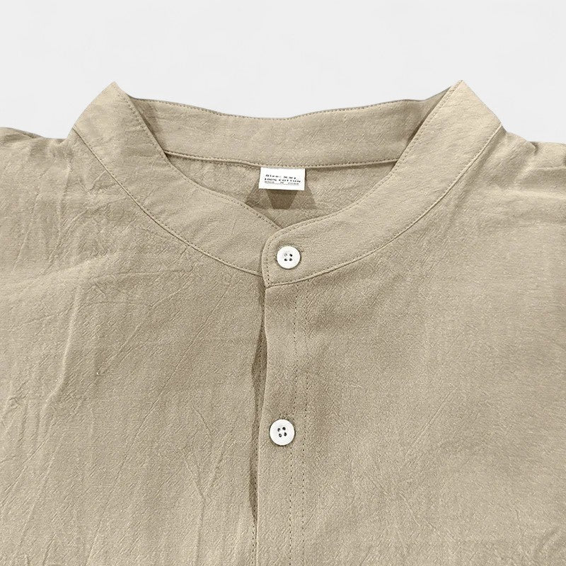 Chemise à col montant style utilitaire coupe droite manches longues homme – Figeac