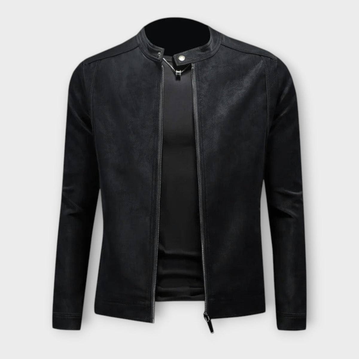Veste effet cuir lisse coupe nette