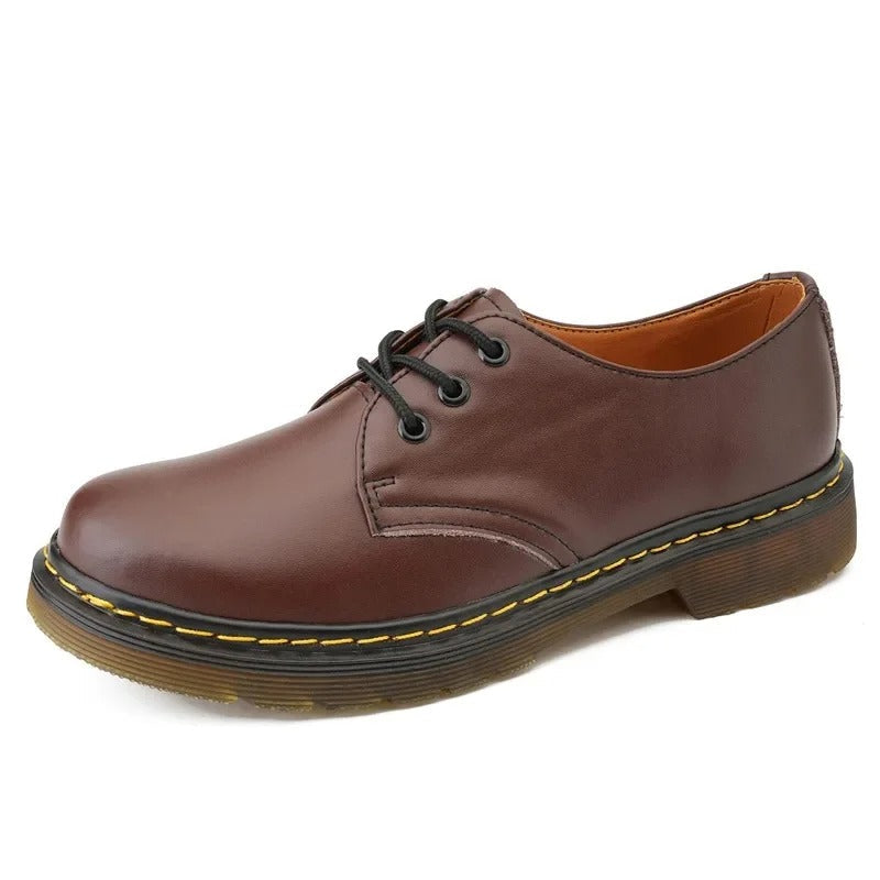Derbies aspect cuir à surpiqûres contrastées