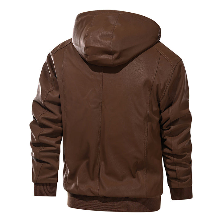Veste effet cuir marron légèrement brillante