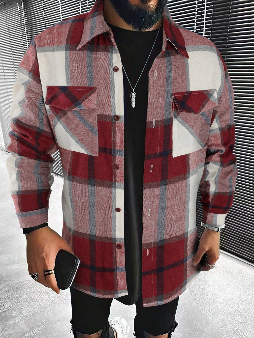 Chemise à carreaux oversize style écossais coupe décontractée homme – Lalinde