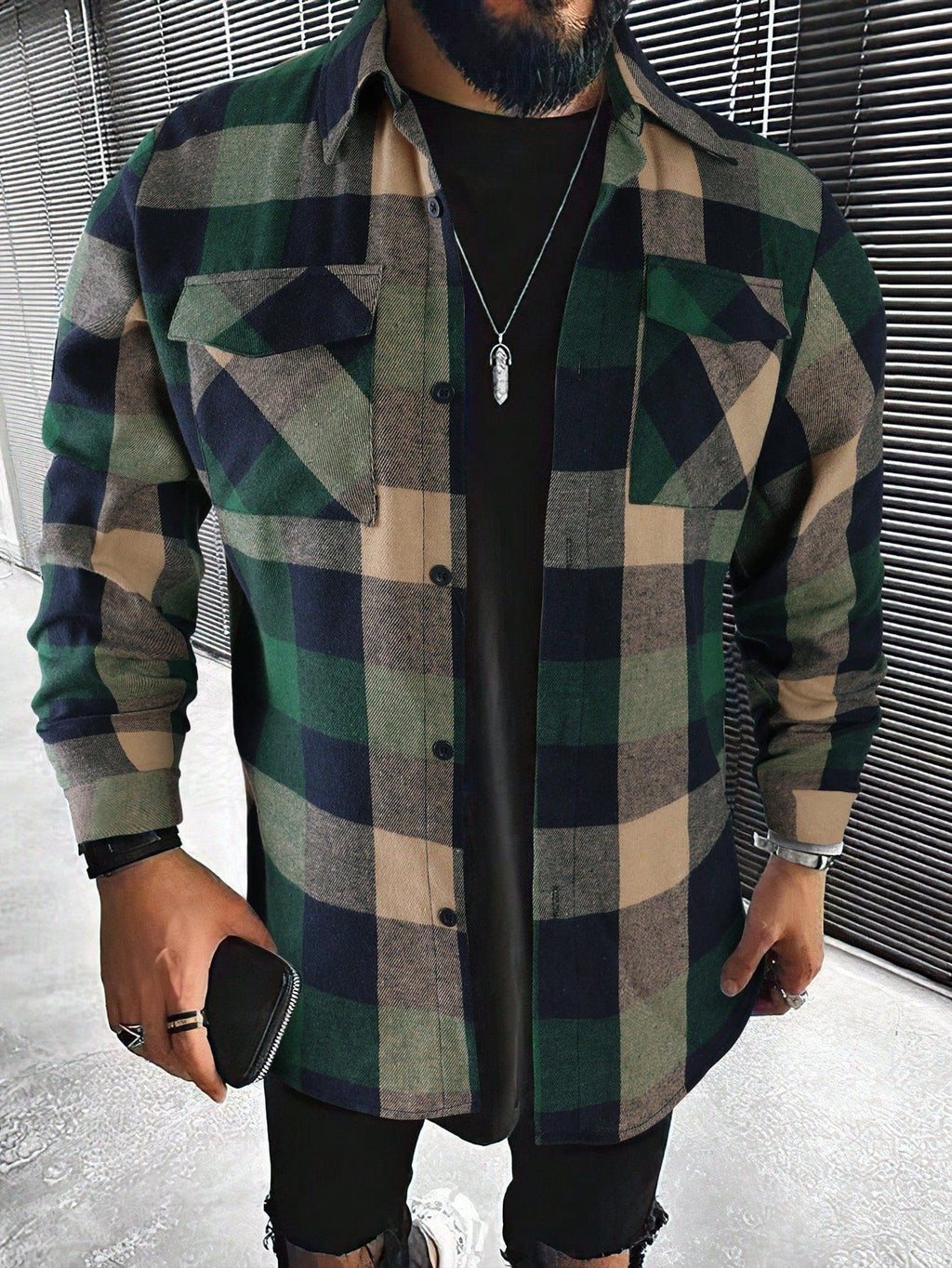 Chemise à carreaux oversize style écossais coupe décontractée homme – Lalinde