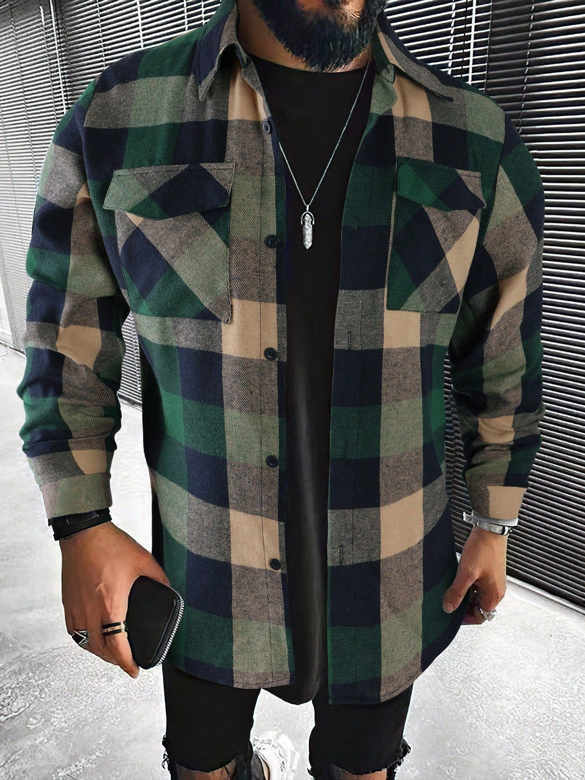 Chemise à carreaux oversize style écossais coupe décontractée homme – Lalinde