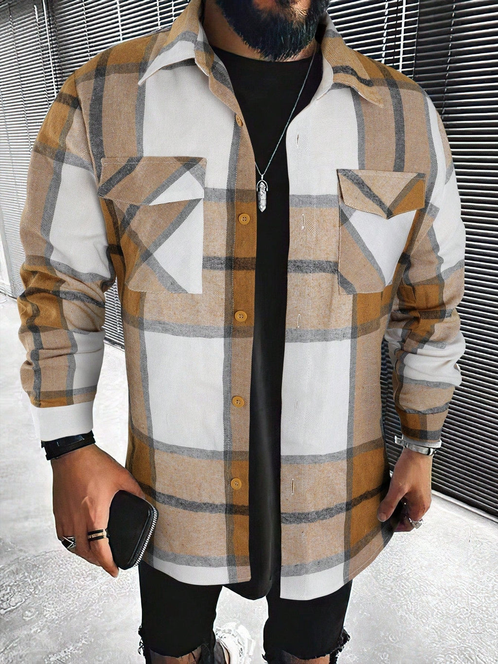 Chemise à carreaux oversize style écossais coupe décontractée homme – Lalinde