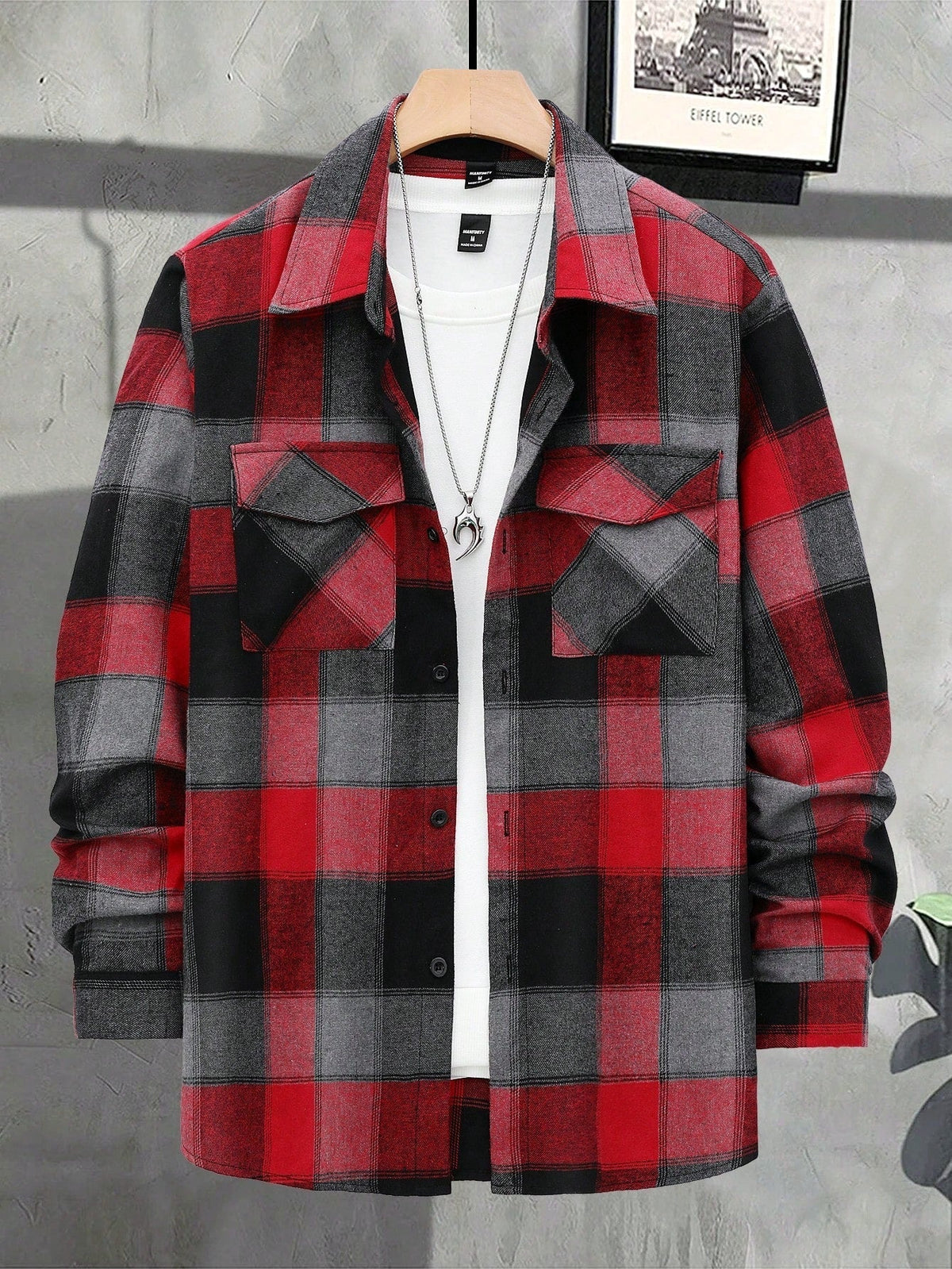 Chemise à carreaux oversize style écossais coupe décontractée homme – Lalinde