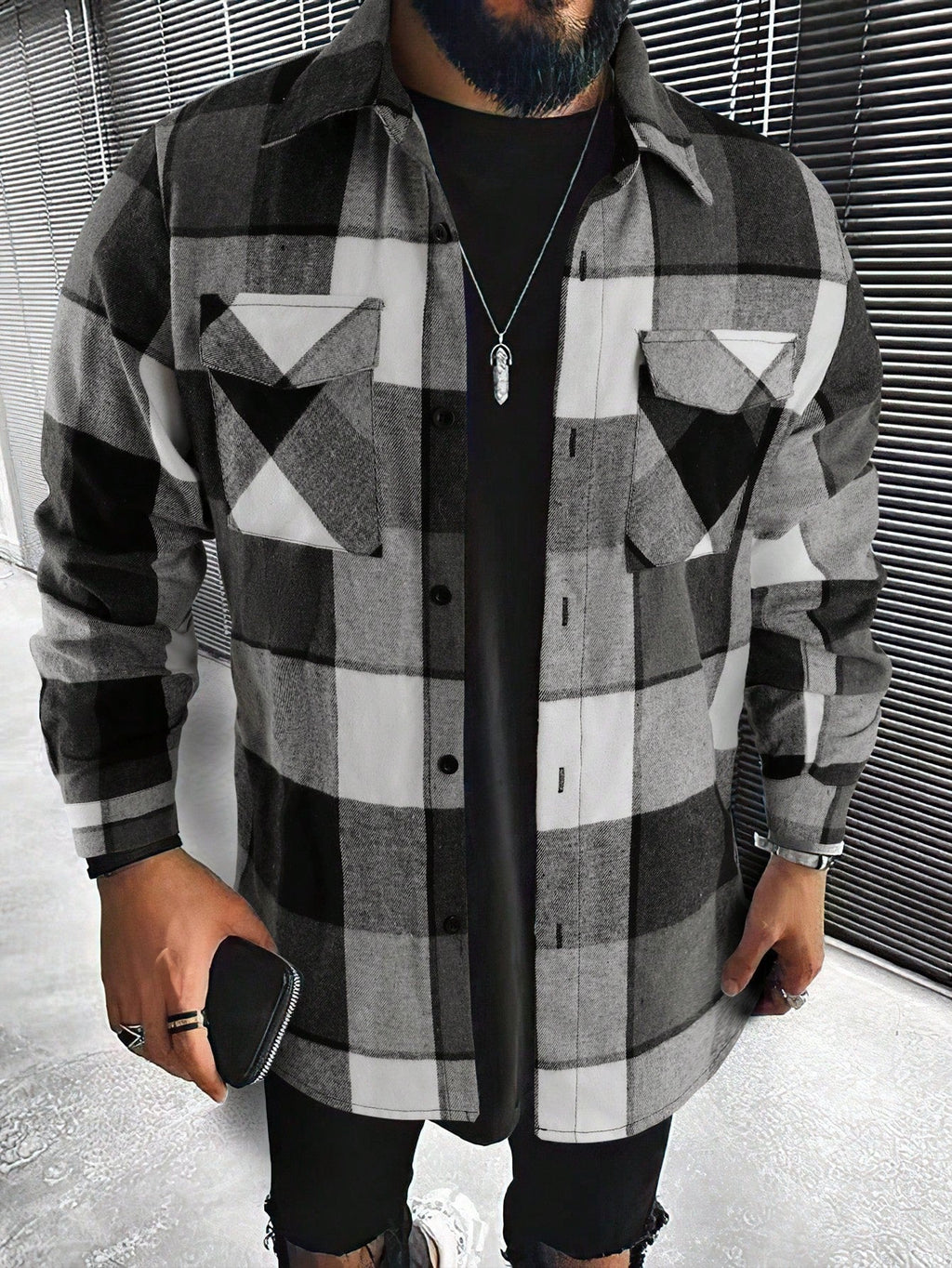 Chemise à carreaux oversize style écossais coupe décontractée homme – Lalinde