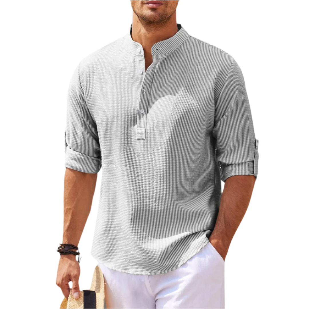 T-shirt henley col montant manches courtes coupe détendue d'été homme – Segonzac