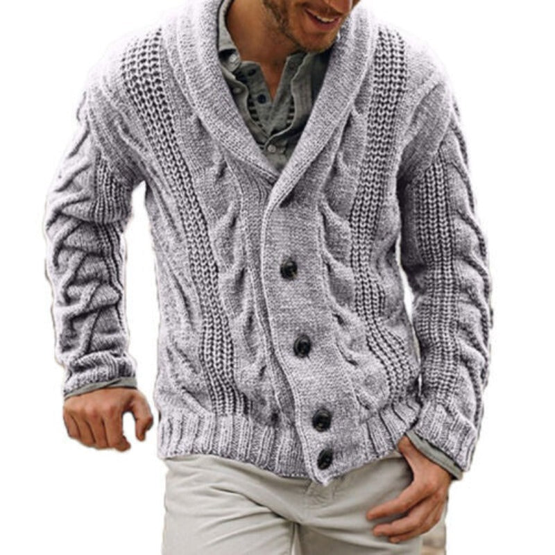 Cardigan en grosse maille torsadée à col châle chaud et chic homme – Hagetmau