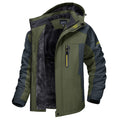 Veste d'hiver à capuche homme Arago coloris vert et gris anthracite, vue ouverte sur la doublure