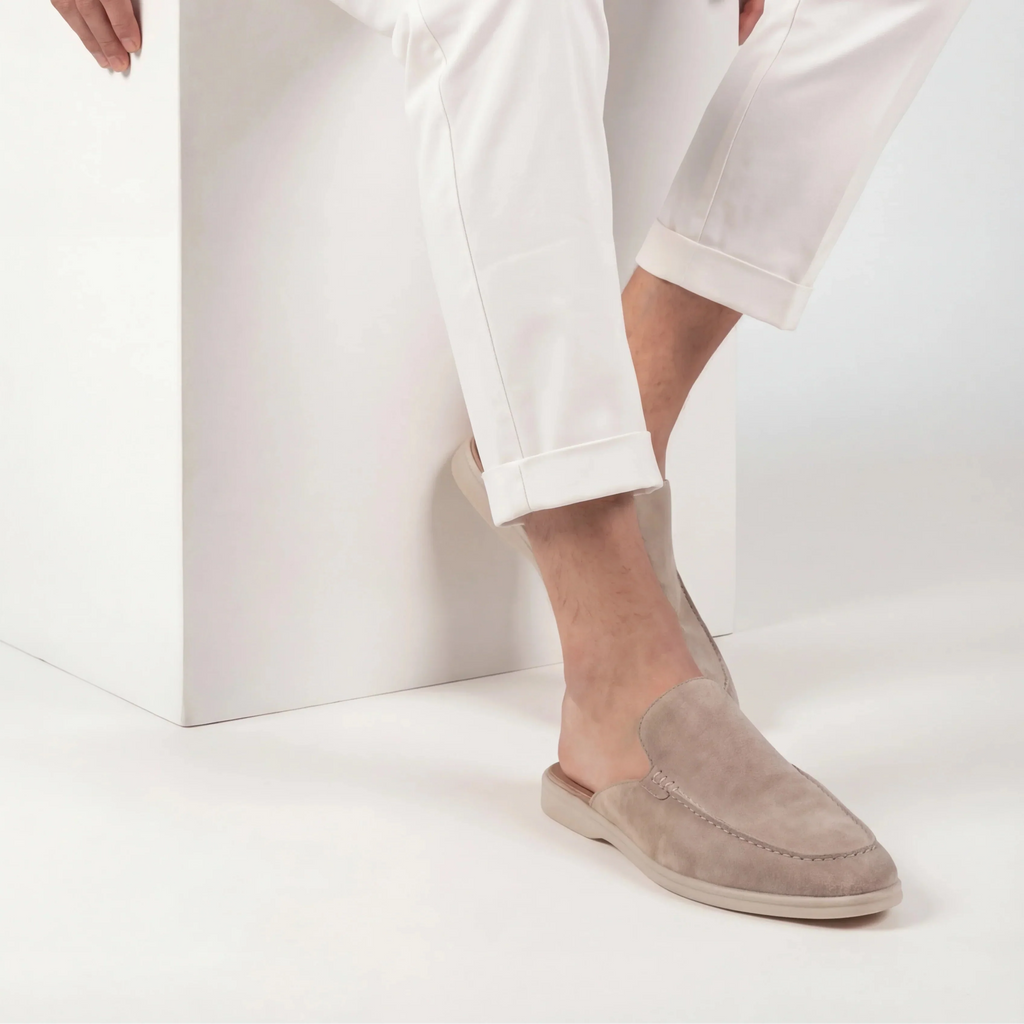 Mules à enfiler en simili cuir surpiqué au style intemporel homme – Varenne