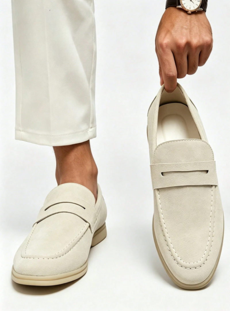 Mocassins à enfiler empeigne unie et bride décorative homme – Montaigne