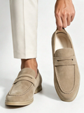 Mocassins à enfiler empeigne unie et bride décorative homme – Montaigne