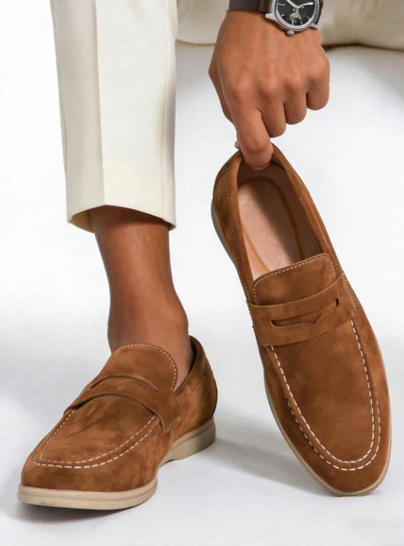 Mocassins à enfiler empeigne unie et bride décorative homme – Montaigne